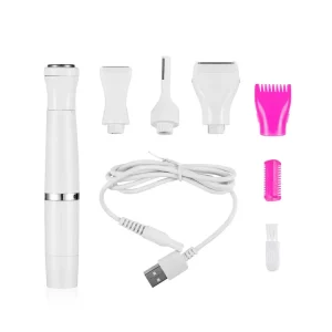 USB Rechargeable Face Trimmer, Scraper, Eyebrow Trimmer, Hair Trimmer 4 in 1 Waterproof Portable Lady Shaver ABS