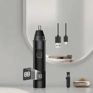 USB Rechargeable Nose Hair Trimmer LED Display Eyebrow Facial Trimmer Men Women Painless Plastic Nose Hair Clipper Garage Use