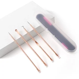Ultra Fine 4 Piece Set Acne Needle Blackhead Removal Beauty Tool Kit for Face and Nose Convenient Packaging for Home Use