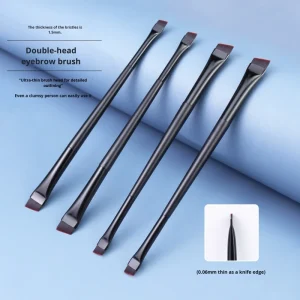 Ultra Thin Ultra Fine Soft Bristle Oblique Head Flat Eyebrow Eyeliner Powder Brush Single Beauty Tool Double Ended Makeup Brush