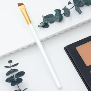 Ultra thin Wood Handle Flat Brow Brush Nylon Hair Angled Single Makeup Brush Brow Tint Brush
