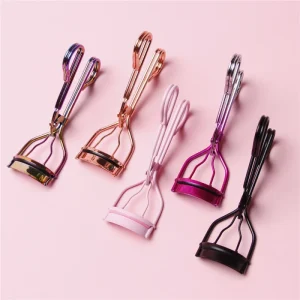 Unique Custom Eyelash Curler Applicator logo Black/pink and Gold Bling Rhinestone Metal Eyelash Curler With Comb