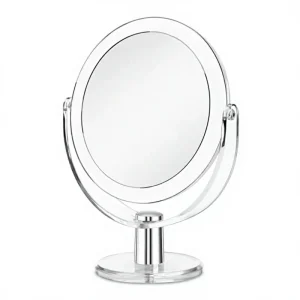 Vanity Makeup Mirror Stand 1X Magnification Double Sided 360 Degree Swivel Portable Round Oval Tabletop Bathroom Shaving Mirror