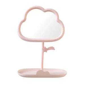 Vanity Makeup Mirror with Cloud Shaped PP Material Princess Design Storage Tray