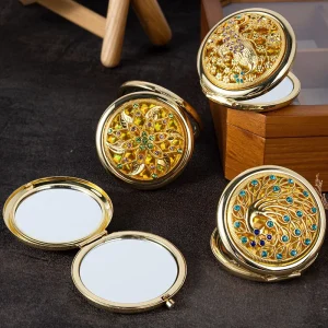 Vanity Retro Gold Makeup Mirror Portable Handheld Mirrors Decorative Mirror Gift Small Quantity Mix