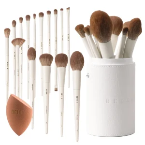 Vegan Makeup Brushes Set Soft Beige 15 PCS Professional Brochas Maquillaje