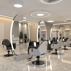 Wall Mounted Led Light Makeup Mirror Beauty Salon Smart Makeup Mirror Anti Fog Music Black Gold Frame Full Size
