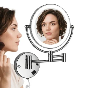 Wall Mounted Magnifying Mirror with Led Light 3X 5X Hotel Bathroom Vanity Makeup Mirrors