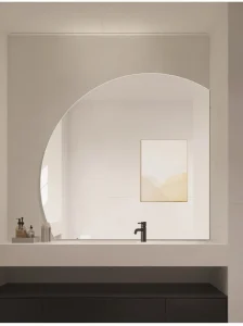 Wall mounted Silver Semi Circle High Definition Bathroom Makeup Mirror for Dressing Table and Washbasin with Creative Design