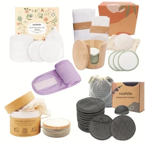 Washable Bamboo Microfiber Cotton Eco Friendly 2 Ply Reusable Cleansing Makeup Remover Pads