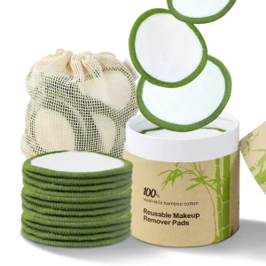 Washable Eco friendly Natural 100% Organic Reusable Facial Face Cleansing Cotton Rounds Bamboo Makeup Remover Pads for Women