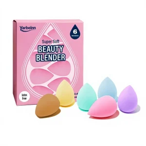 Washable Makeup Sponge Set Latex Free High Definition 6 Piece Super Soft Wonder Blender for Powder Cream Liquid
