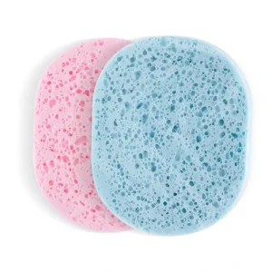 Washable PVA Facial Cleansing Sponge Soft Gentle Makeup Remover Set Non Latex Elliptic Shape 11.5×8.5cm 15 20mm Thickness Beauty