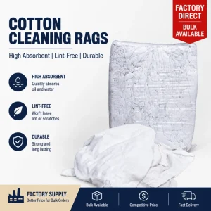 Water and Oil Absorbing Cloths Industrial Grade Mixed White Cotton Wiping Cloths