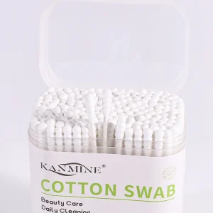 White Clean Ear Double Screw Cotton Buds 200Pcs Paper Stick Cotton Swab with Square Box