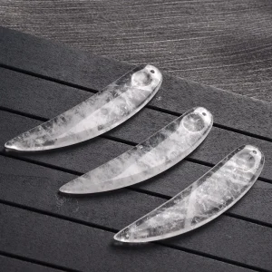 White Clear Quartz Guasha Spoon Facial Mask Eye Cream Spatula with Double Rollers for Anti Aging and Slimming