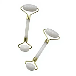 White Jade Roller Gua Sha Board Double Headed Facial Massage Roller Thumb Massager Skin Revitalizer