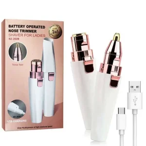 White Rainbow USB Rechargeable 2 in 1 for Upper Lip Chin Cheeks Eyebrow Trimmer Body Facial Hair Remover
