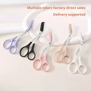 Women’s Beauty Scissors Set Eyebrow Trimming Scissors Comb and Makeup Eyebrow Clip Tweezers