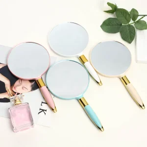 Women’s Oval Plastic Cosmetic Mirror with Silver Finish Single Side Handheld Makeup Mirror