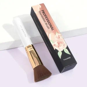 Wooden Handle Blue Black White Colors Large Single Flat Liquid Custom Foundation Brush Makeup Brush
