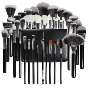 Wooden Handle Vegan Makeup Brush Kit Private Label Custom Black Professional Cosmetic Makeup Brush Set
