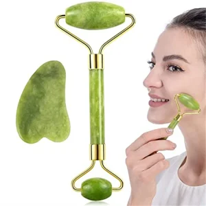 Wrinkles Slimming Quartz Facial Massage Roller Board Face Roller Facial Massage Gua Sha and Jade Roller Set