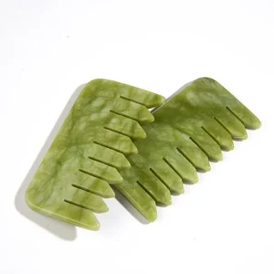 Xiu Yan Jade Green Comb Jade Stone Scraping Massage Tool Gua Sha Board Jade Comb