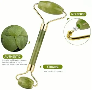 Xiuyan Jade Roller Facial Massager Reusable Eye and Face Massage Tool Set with Dual ended Rollers