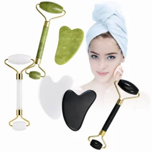 Xiuyan Jade Roller with Guasha Crystal Facial Massager Set
