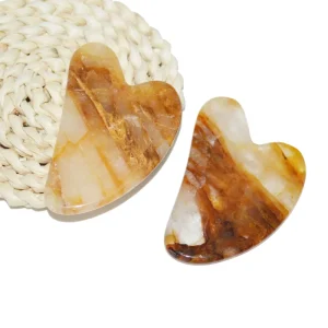 Yellow Quartz Guasha Citrine Gua Sha Stone Face Lifting Tool Heart Shape Scraping Citrine Guasha Board for Beauty