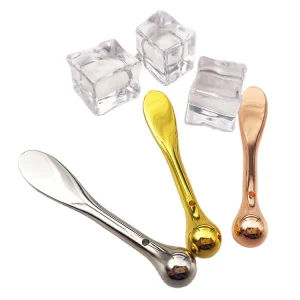 Zinc Alloy 10cm Facial Eye Serum Spoon Gold Metal Cosmetic Spatula