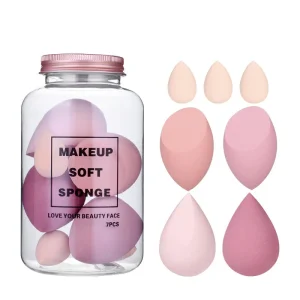 Zonyin Multi Colored Small Big Makeup Sponge Custom Logo Non Latex Foundation Blending Makeup Sponge Set With Bottle