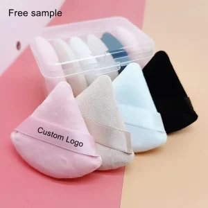 Zonyin Triangle Powder Puff Makeup Sponge Soft Velour Cosmetic Puff Black Velvet Loose Powder Puffs for Face